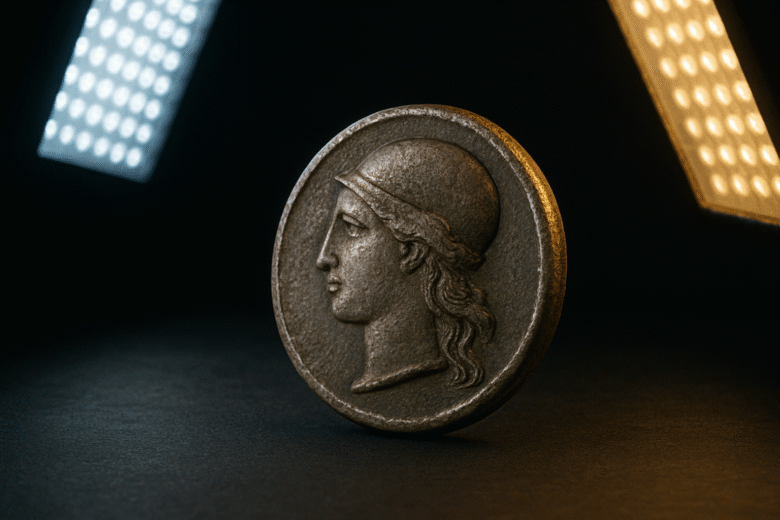 Como fotografar moedas antigas com macro e iluminação cruzada