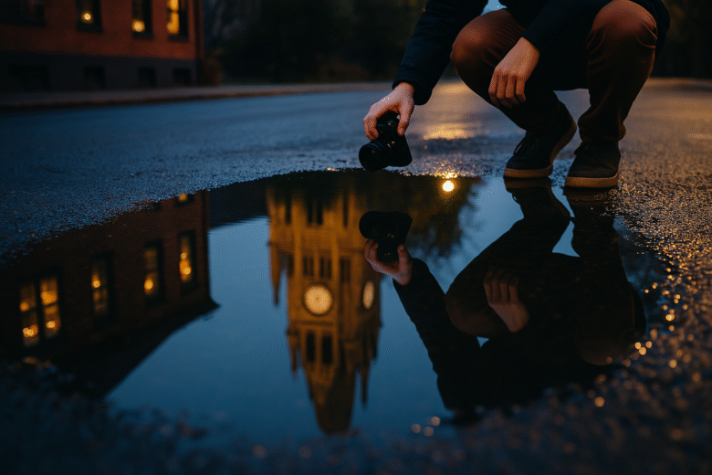 Explorando o reflexo em poças d'água: técnicas e ângulos ideais.png